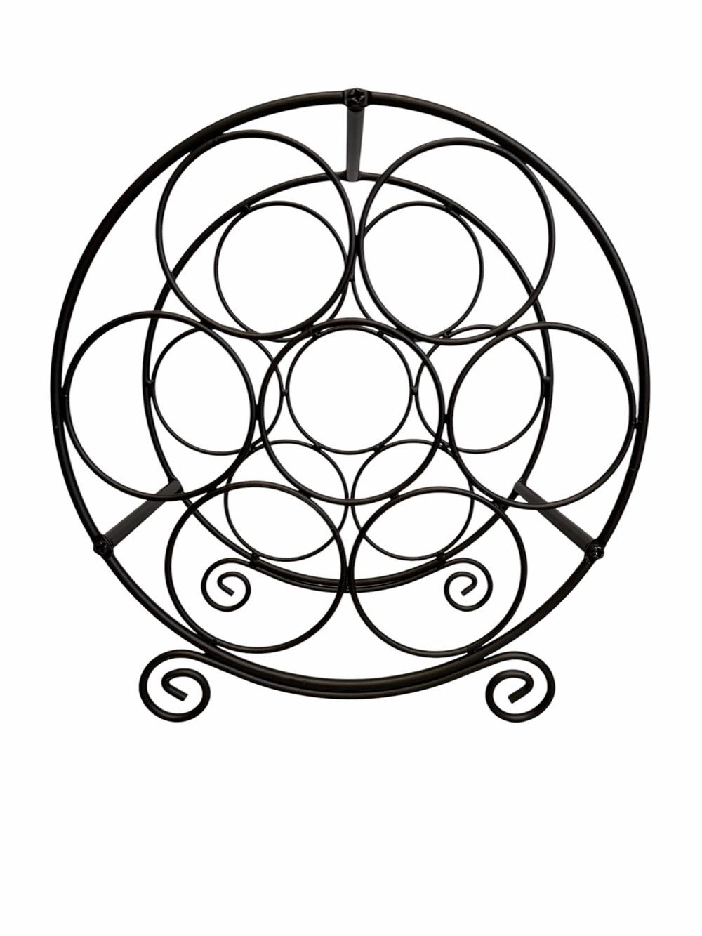 Black Metal Circular 7 Bottle Wine Rack